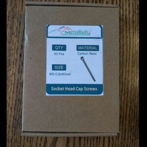 M5 0.8 x 90mm Socket Head Cap Screws 50 Pieces Carbon Steel Sealed In Box